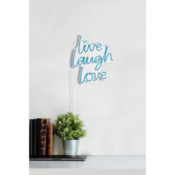 Iluminación LED decorativa de plástico Live Laugh Love azul 30.5x35.5x2 cm