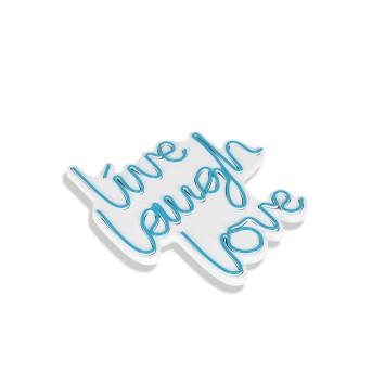 Iluminación LED decorativa de plástico Live Laugh Love azul 30.5x35.5x2 cm