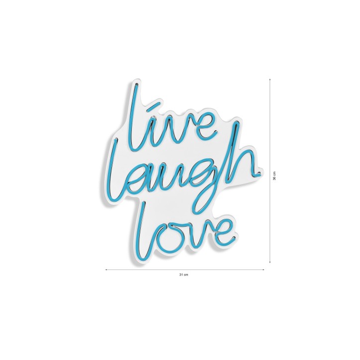 Iluminación LED decorativa de plástico Live Laugh Love azul 30.5x35.5x2 cm