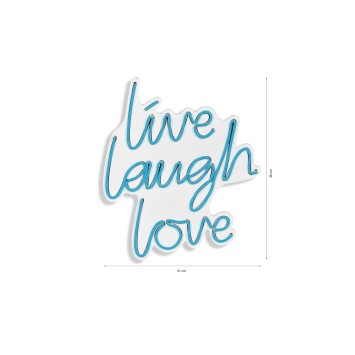 Iluminación LED decorativa de plástico Live Laugh Love azul 30.5x35.5x2 cm