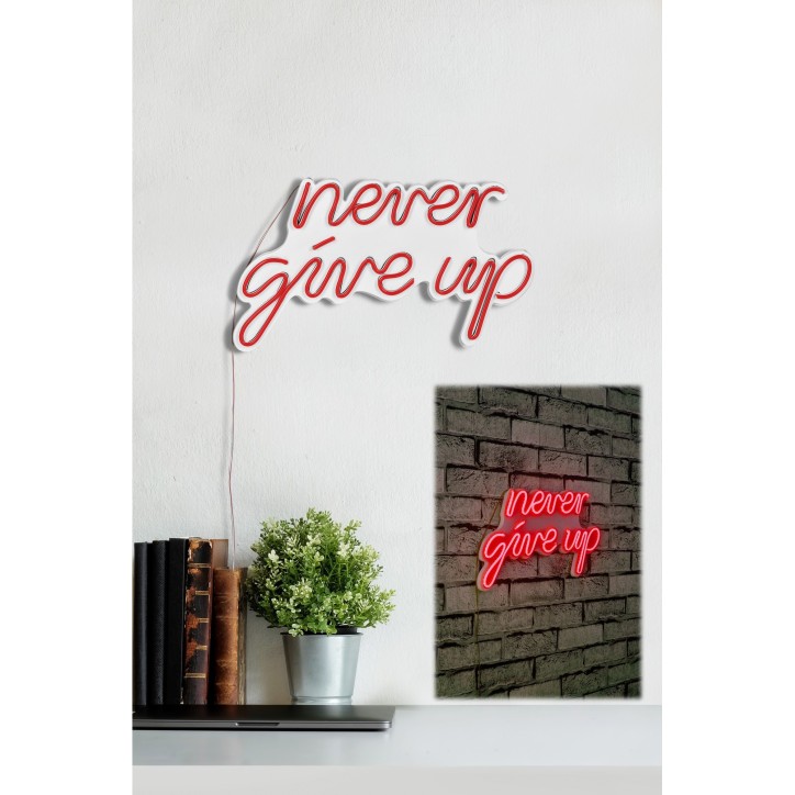 Iluminación LED decorativa de plástico Never Give Up rojo 39.5x23x2 cm