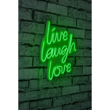 Iluminación LED decorativa de plástico Live Laugh Love verde 30.5x35.5x2 cm