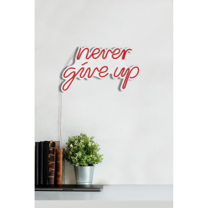 Iluminación LED decorativa de plástico Never Give Up rojo 39.5x23x2 cm