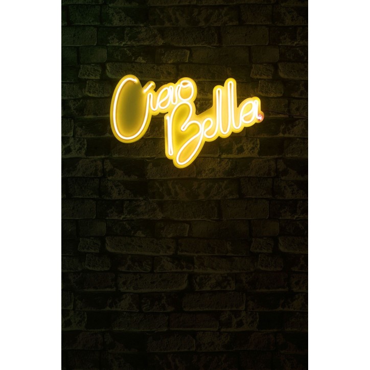 Iluminación LED decorativa de plástico Ciao Bella amarillo 32x45x2 cm