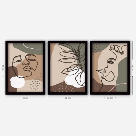 Cuadro decorativo enmarcado 3SC25 multicolor 35x45 cm (3 piezas)