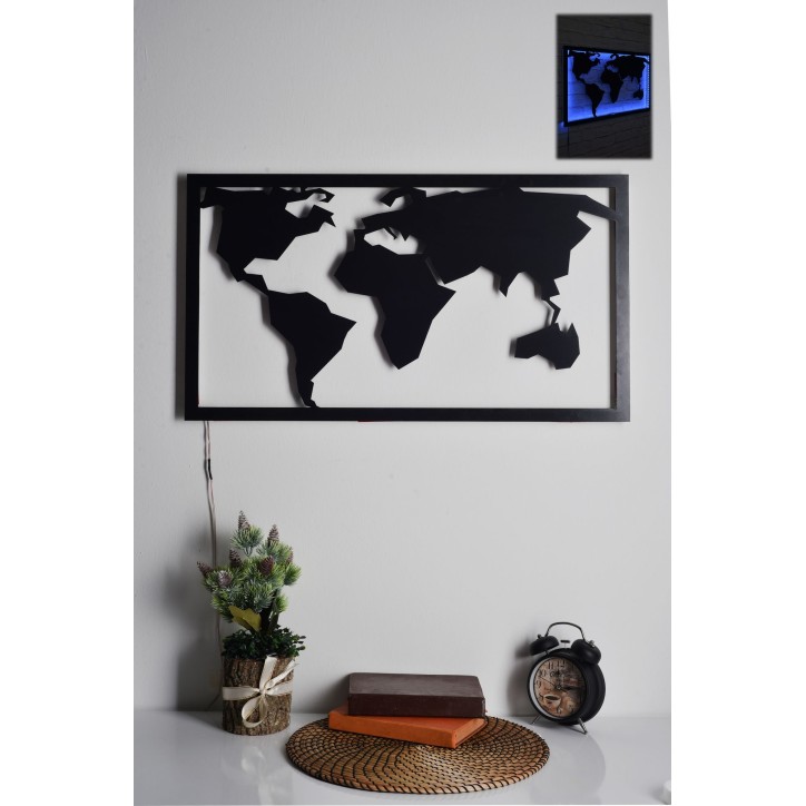 Iluminación LED decorativa World Map 2 azul 71x40 cm