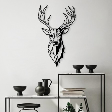 Decoración pared de metal Red Deer 2 negro 42x70 cm