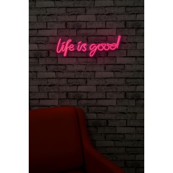 Iluminación LED decorativa de plástico Life Is Good rosa 57x17x2 cm