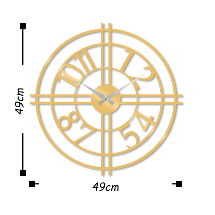 Reloj de pared metal Metal Wall Clock 33 oro 49x49 cm