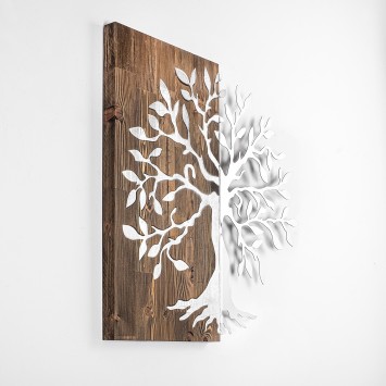 Decoración pared de madera Tree plata nogal 58x58 cm