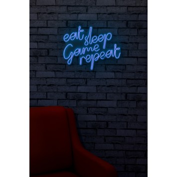 Iluminación LED decorativa de plástico eat sleep game repeat azul 51x40x2 cm