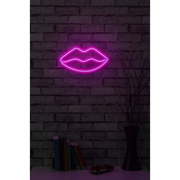 Iluminación LED decorativa de plástico Lips rosa 36x19x2 cm