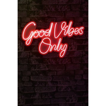 Iluminación LED decorativa de plástico Good Vibes Only 2 rojo 37x62x2 cm