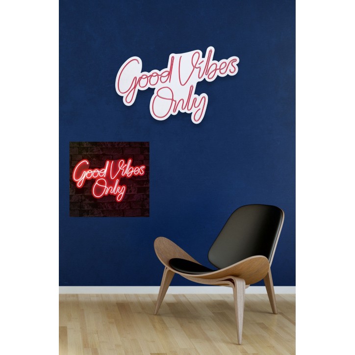 Iluminación LED decorativa de plástico Good Vibes Only 2 rojo 37x62x2 cm