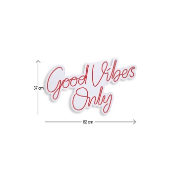 Iluminación LED decorativa de plástico Good Vibes Only 2 rojo 37x62x2 cm