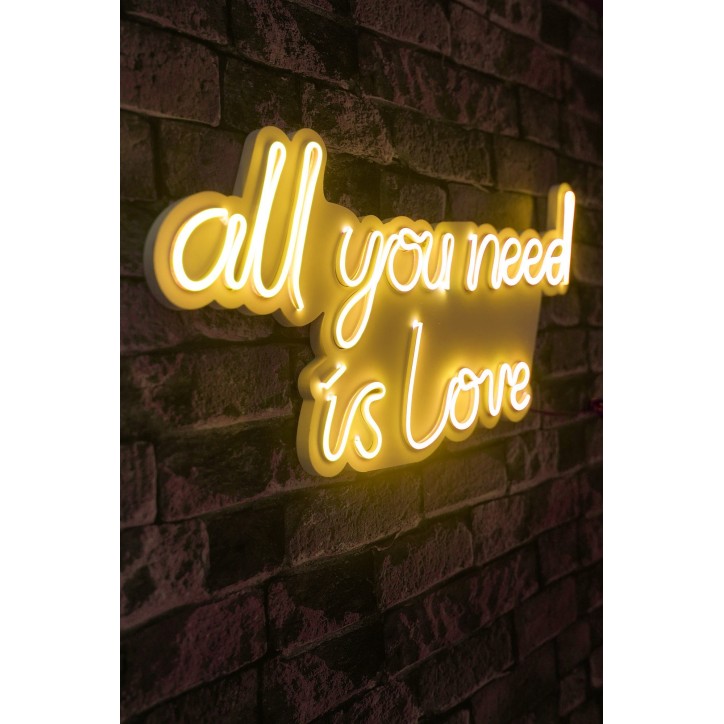 Iluminación LED decorativa de plástico All You Need is Love amarillo 32x60x2 cm