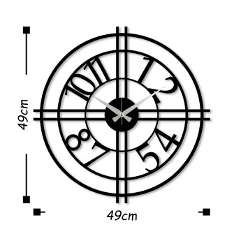 Reloj de pared metal Metal Wall Clock 33 negro 49x49 cm