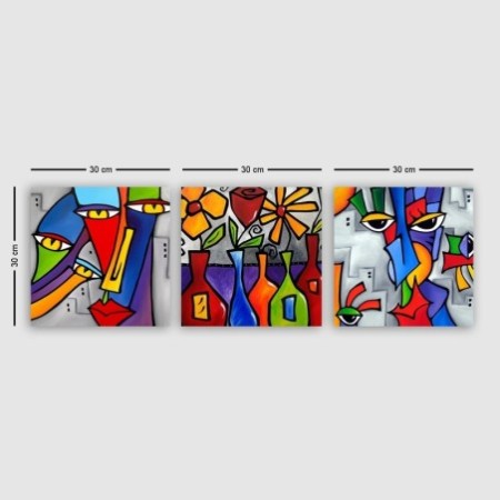 Pintura decorativa lienzo DRPRC02 multicolor 90x30 cm