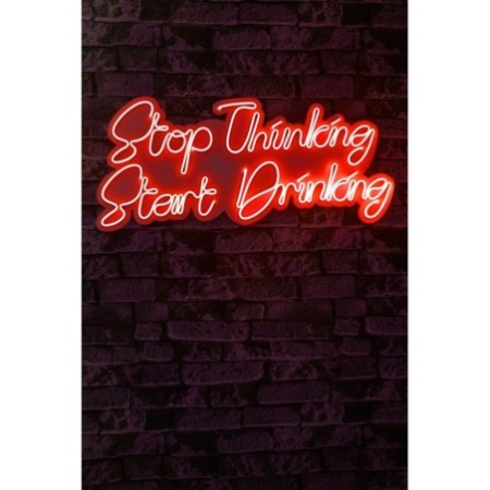 Iluminación LED decorativa de plástico Stop Thinking Start Drinking rojo 34x78x2 cm