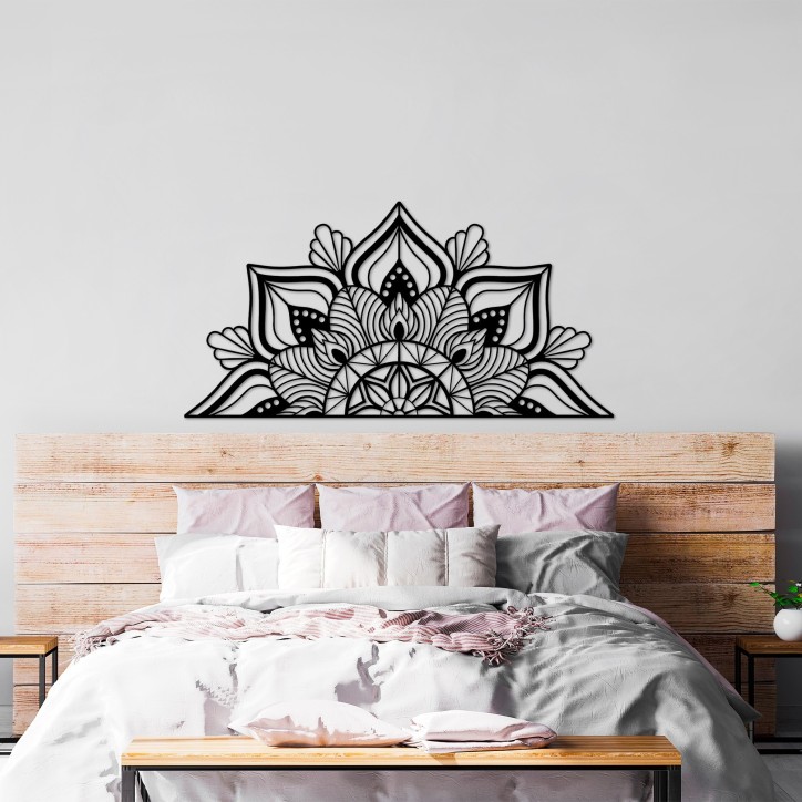 Decoración pared de metal Mandala 1 negro 154x78 cm