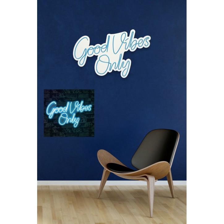 Iluminación LED decorativa de plástico Good Vibes Only 2 azul 37x62x2 cm