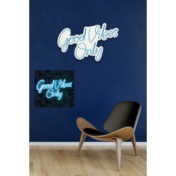 Iluminación LED decorativa de plástico Good Vibes Only 2 azul 37x62x2 cm