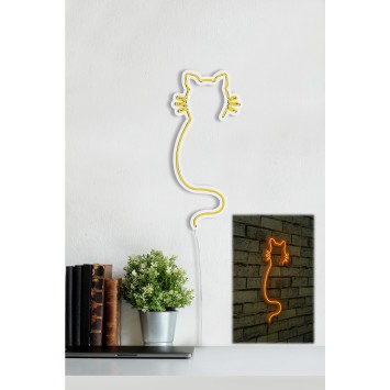 Iluminación LED decorativa de plástico Cat amarillo 22x48x2 cm