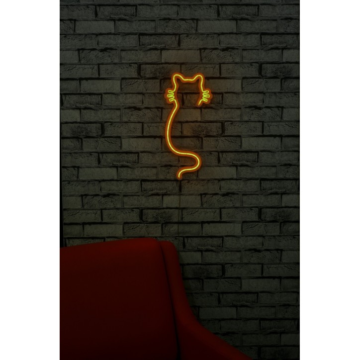 Iluminación LED decorativa de plástico Cat amarillo 22x48x2 cm