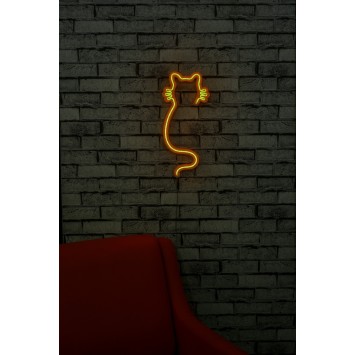 Iluminación LED decorativa de plástico Cat amarillo 22x48x2 cm