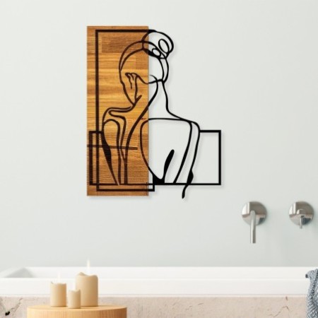 Decoración pared de madera Woman Posture nogal claro negro 39x3x50 cm