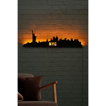 Iluminación LED decorativa NYC Skyline amarillo 80x24 cm