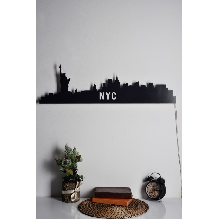 Iluminación LED decorativa NYC Skyline amarillo 80x24 cm