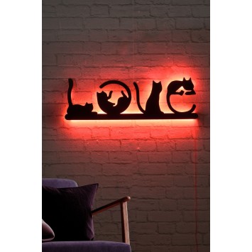 Iluminación LED decorativa Cat Love rojo 70x22 cm