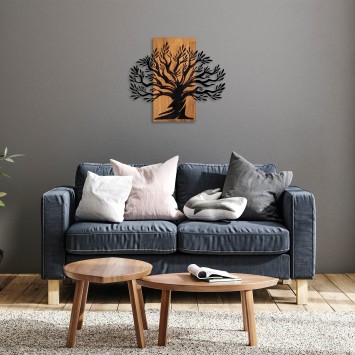 Decoración pared de madera Monumental Tree nogal negro 67x58 cm