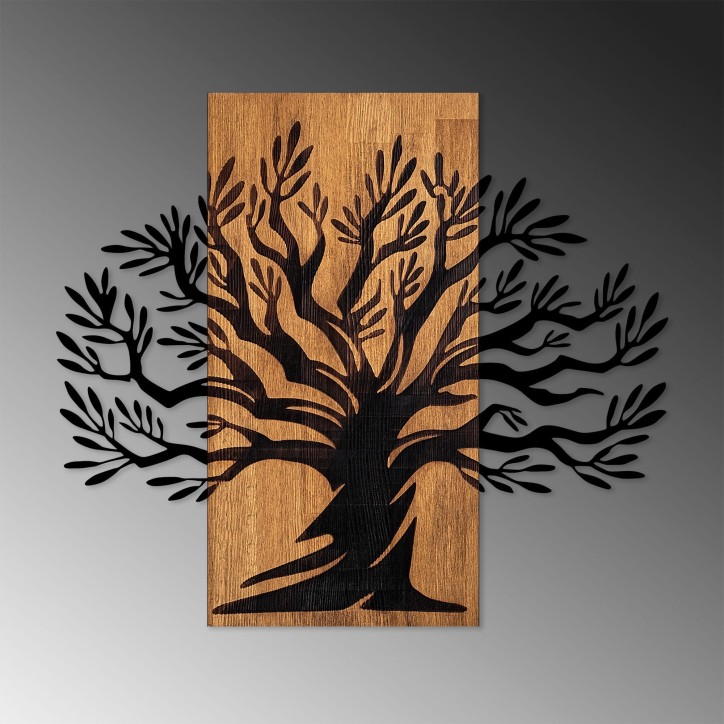 Decoración pared de madera Monumental Tree nogal negro 67x58 cm