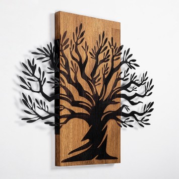 Decoración pared de madera Monumental Tree nogal negro 67x58 cm