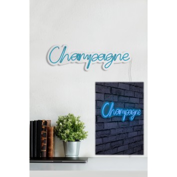 Iluminación LED decorativa de plástico Champagne azul 60x18x2 cm