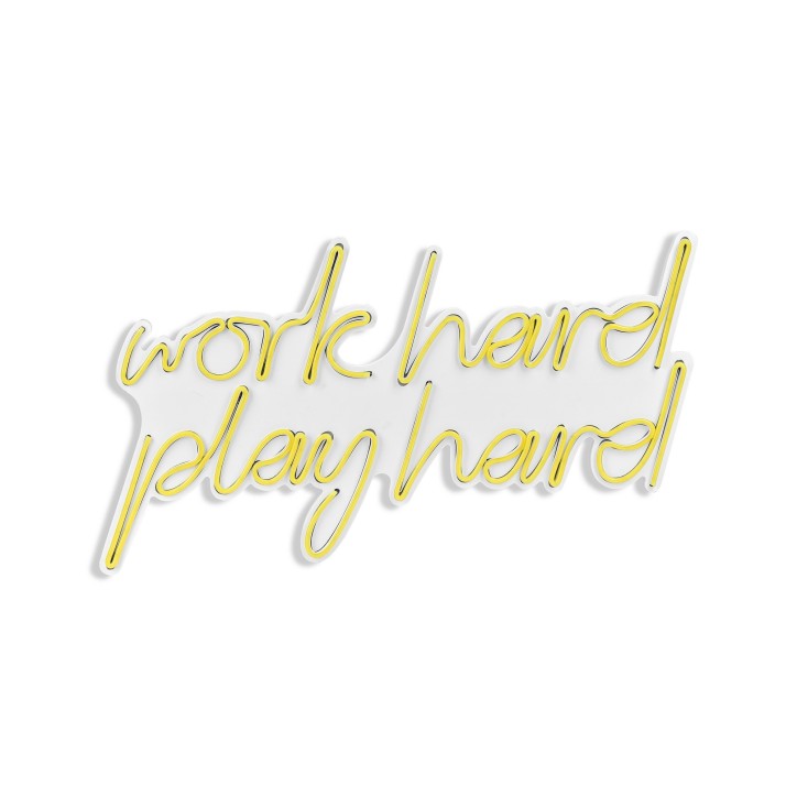 Iluminación LED decorativa de plástico Work Hard Play Hard amarillo 55x36x2 cm