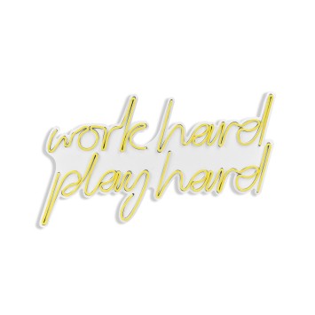 Iluminación LED decorativa de plástico Work Hard Play Hard amarillo 55x36x2 cm