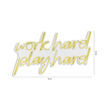 Iluminación LED decorativa de plástico Work Hard Play Hard amarillo 55x36x2 cm