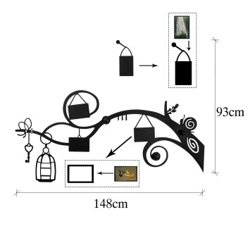 Perchero de pared de metal Ağaç negro 148x5x93 cm