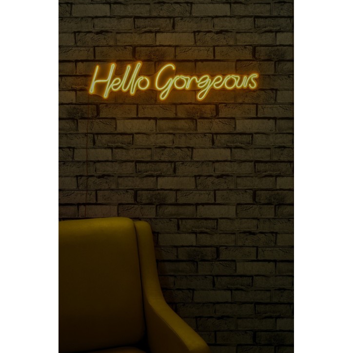 Iluminación LED decorativa de plástico Hello Gorgeous amarillo 75x18x2 cm