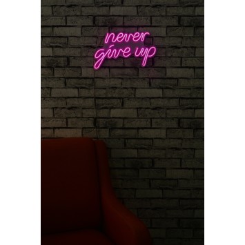 Iluminación LED decorativa de plástico Never Give Up rosa 39.5x23x2 cm