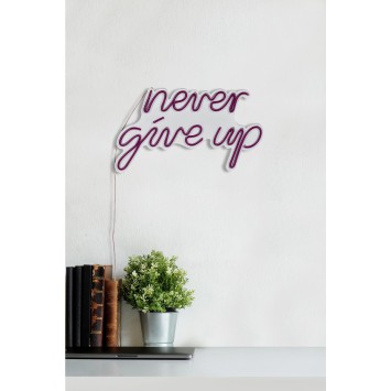 Iluminación LED decorativa de plástico Never Give Up rosa 39.5x23x2 cm