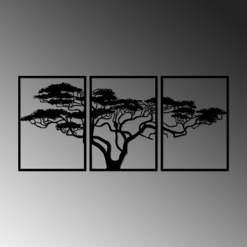 Decoración pared de metal Acacia Tree negro 50x70 cm (3 piezas)