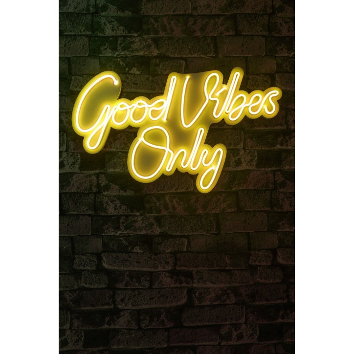 Iluminación LED decorativa de plástico Good Vibes Only 2 amarillo 37x62x2 cm