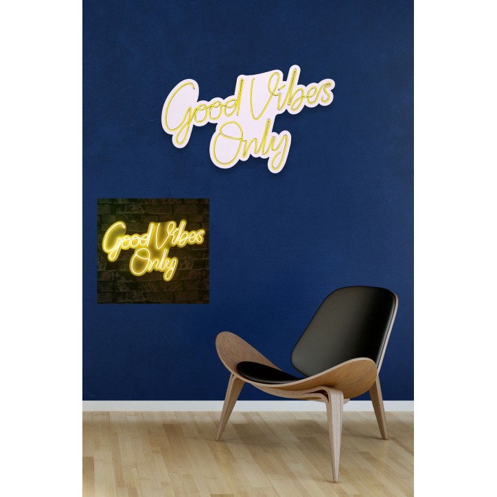 Iluminación LED decorativa de plástico Good Vibes Only 2 amarillo 37x62x2 cm