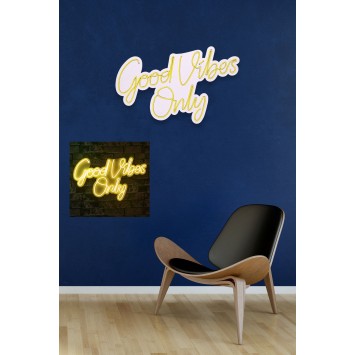 Iluminación LED decorativa de plástico Good Vibes Only 2 amarillo 37x62x2 cm