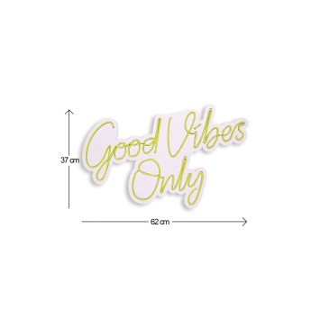 Iluminación LED decorativa de plástico Good Vibes Only 2 amarillo 37x62x2 cm