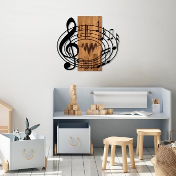 Decoración pared de madera Musical nogal negro 67x58 cm